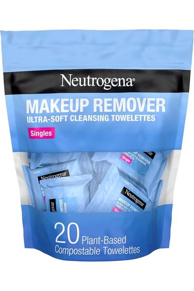 Neutrogena مناديل تنظيف الوجه لإزالة المكياج، مناديل يومية لإزالة الأوساخ وال...