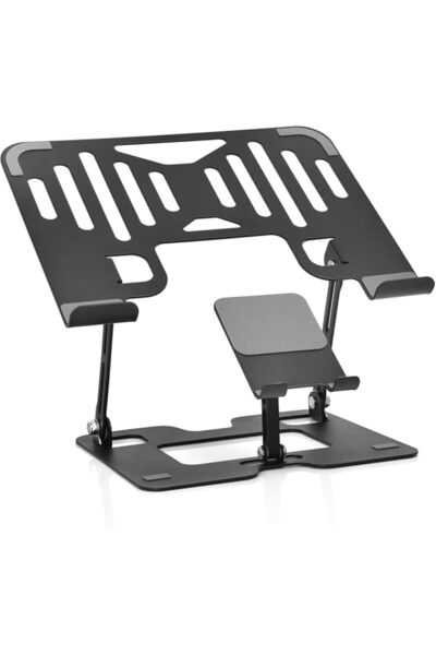 KASTWAVE 2-in-1 Adjustable Laptop and Phone Stand, Portable Foldable Aluminum...