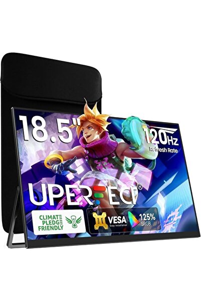 UPERFECT شاشة محمولة 18.5 بوصة 120 هرتز 125% sRGB 1080P مع حامل VESA وقاعدة ق...