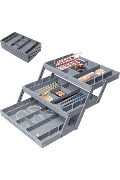 KASTWAVE Multi Level Smart Drawer Organizer, 3 Tier Drawer Organizer, Expanda...