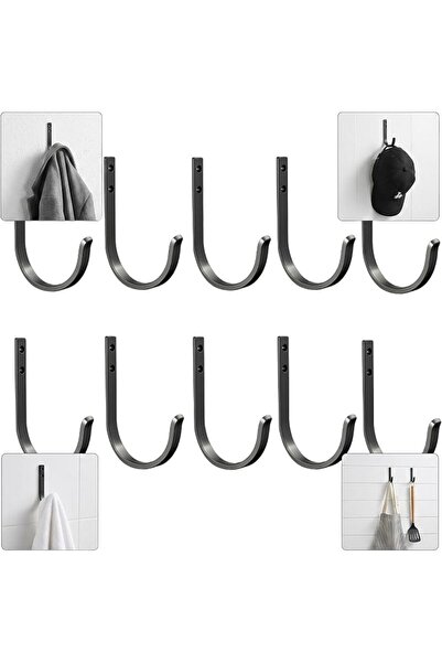 ToolHouse Coat Hooks 10 Packs, Black Wall Hooks for Hanging Coats Hats Towels...
