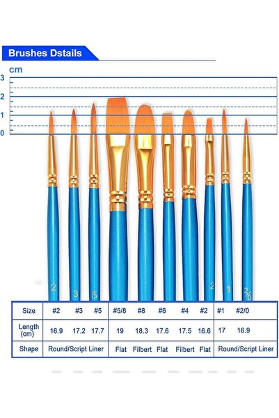 Generic Professional Fine Acrylic Oil Watercolor Brushes for Face Nail Body A...