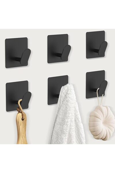 GENERAL 6 Pcs Adhesive Wall Hooks,Towel Hooks,SUS 304 Stainless Steel Wall Ho...
