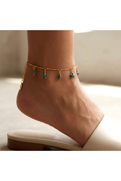 Cesicey Mineli Steel Anklet with Star and Lightning Figures in Gold Color