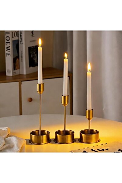 Goodern Gold Candle Holders,3Pcs Taper Candles Stands, Modern Metal Candlesti...