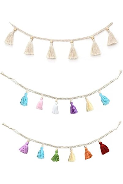 Generic Home Decorative Macrame Tassel Garland Set,3 Pack Cotton Banner with ...