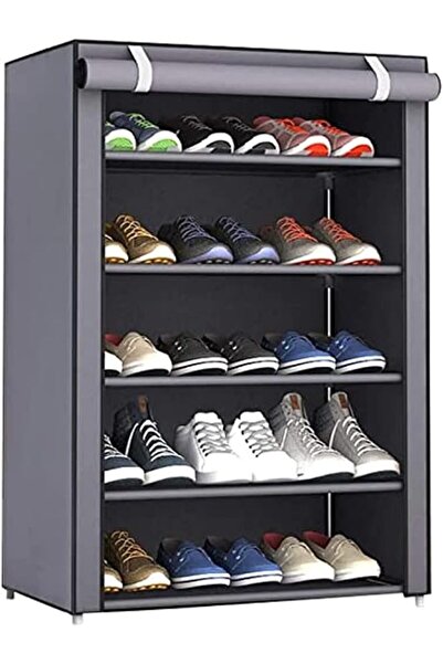 1step2dream 1St Shoe Rack 5 Tier Shoes Storage Organizer Cabinet With Cover Grey