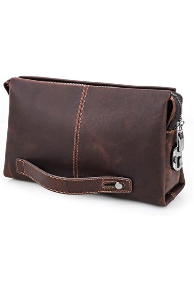 hiramobilyaaksesuar Hiram Vintage Leather Handbag for Men with Coded Lock, Me...