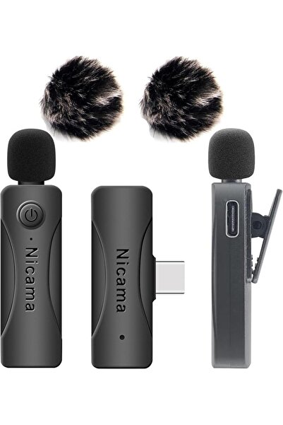 NICAMA AS12 USB-C Wireless lavalier Microphone with 2 transmitters for iPhone...