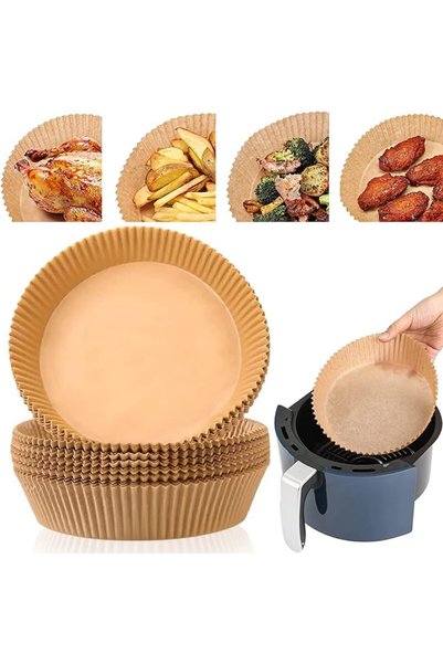 SKY TOUCH SKY-TOUCH 100-Pack Air Fryer Liners, 6.3 Inch Round Non-Stick Parchment Paper | Food Grade, Oil-Proo