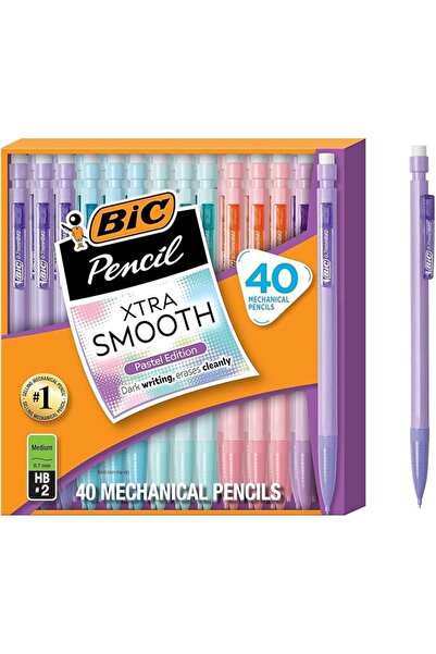 Bic أقلام رصاص ميكانيكية فائقة النعومة بألوان الباستيل مع ممحاة، برأس متوسط (...
