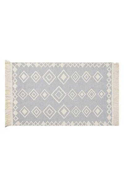 CBD CORAL BEST DEALS Covor Gri Ecru cu Model Tufted si Franjuri 90x60cm