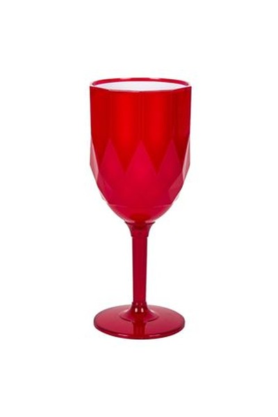 CBD CORAL BEST DEALS Pahar din Plastic Rosu Alb cu Picior pentru Vin 350ml, 8...
