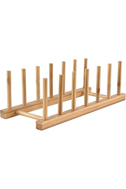 Innerneed Bamboo Wooden Dish Rack Plates Holder Compact Kitchen Storage Cabin...