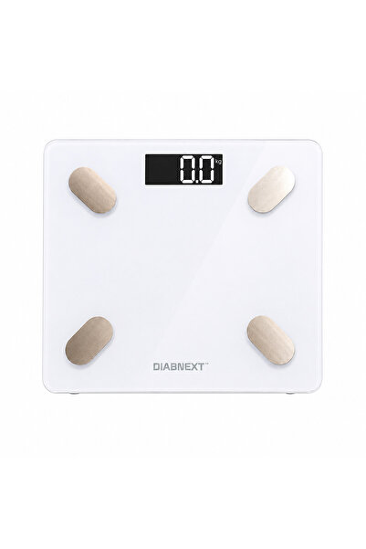 Dialux Cântar de baie electronic de 180 kg, alb, cu ecran lcd din sticlă, ana...