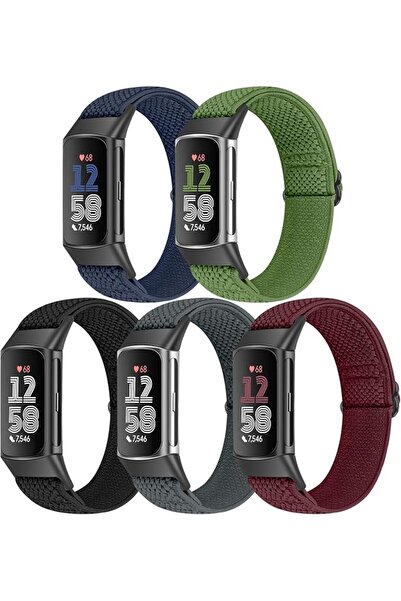GENERAL Bcuckood 5 Pack Elastic Nylon Watch Bands Compatible for Fitbit Charg...