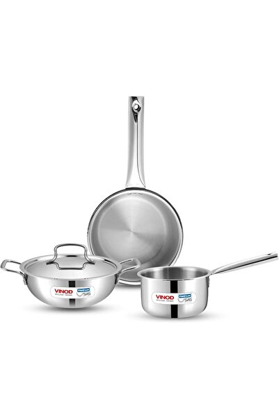 Vinod By Styli Vinod Platinum Triply Stainless Steel Cookware Set - 4 Pc, Kad...