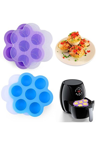 Yelajoy Silicone Egg Bite Mold 2 Pack with Lid, Nonstick Air Fryer Accessorie...