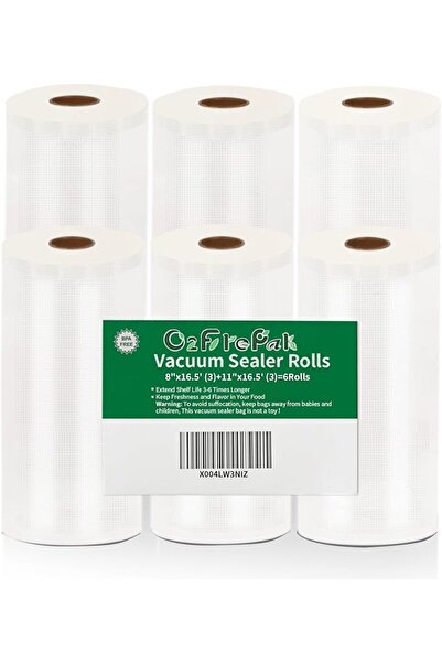 O2frepak أكياس وأشرطة تفريغ الهواء مقاس 8×16.5 بوصة (3 قطع) + 11×16.5 بوصة (3...
