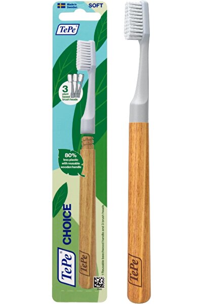 tepebaşıspor TePe Choice Toothbrush, Soft, Assorted Colours, 1pc, Wooden Handle