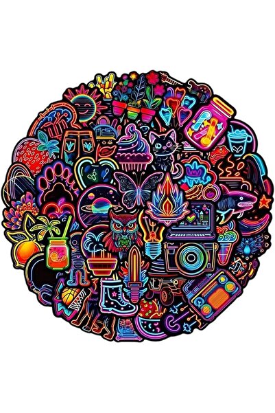 URBANITE 50 Pcs/Pack Neon Waterproof DIY Creative Cool Cartoon Sticker Set fo...