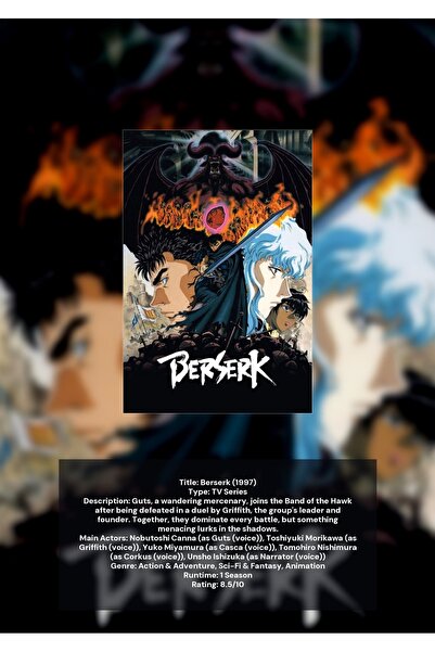 OEM Αφίσα Ινφογραφικό Berserk, Άνιμε Μάνγκα Σκοτεινή Φαντασία, Χαρτόνι 250γρ, Α4