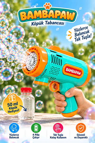 BambaPaw Köpük Tabancası Çocuklar İçin Baloncuk Makinesi Köpük Oyuncağı 50 ml...