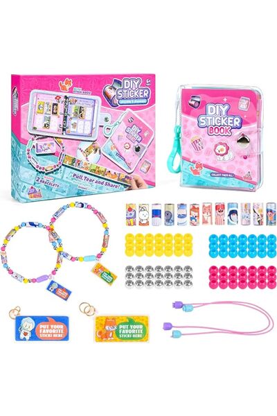 GENERAL Sticker Rolls Jewelry Kit with Sticki Book for Kids Ages 6+, 120 Wear...