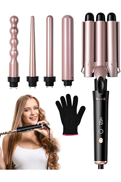 ENER MOZZARELLA Curling Wand Set, 5 in 1 Hair Curling Iron Set with 5 Interch...
