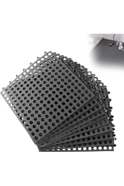 GENERAL 10 PCS Interlocking Drainage Floor Tiles Non-Slip Shower Floor Mat So...