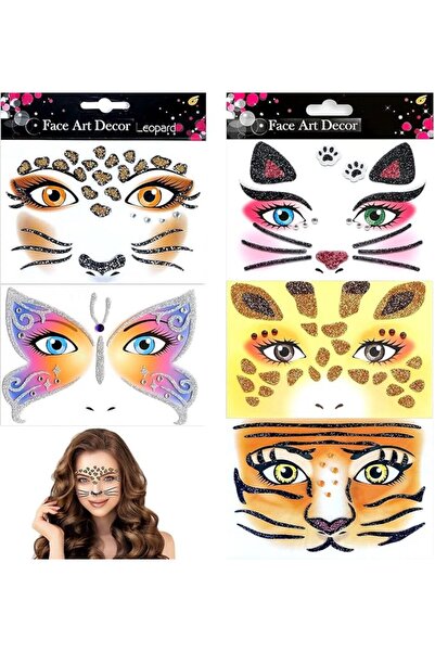 NALACAL 5 PCS Animal Face Stickers Kids Adults Waterproof Animal Temporary St...