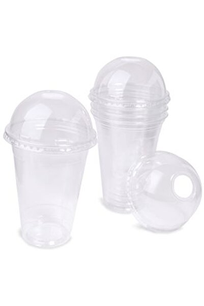 CBD CORAL BEST DEALS Set 15 Pahare din Plastic Transparent cu Capace 480ml