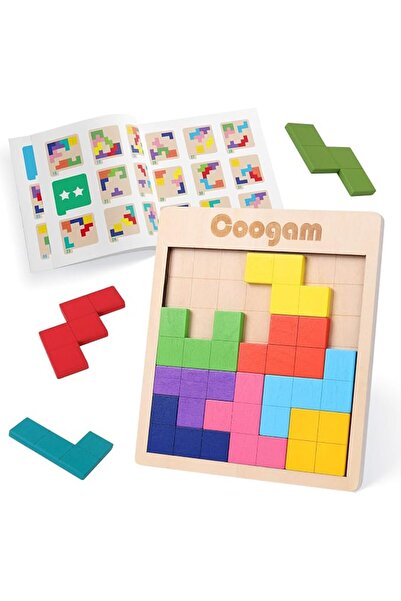 Coogam ألغاز خشبية على شكل مكعبات تانجرام للأطفال والكبار
