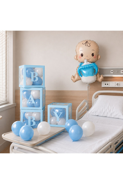 HAPPYLOOPPARTY Baby Boy Baby Shower & Hospital Room Decoration Set Baby Box B...