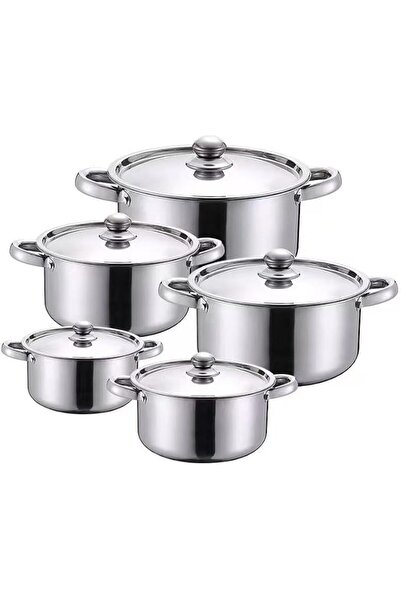 Bright Home 10-Piece Tri-Ply Stainless Steel Cookware Set – Induction Safe, D...