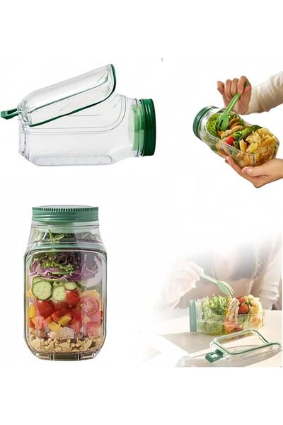 GENERAL Portable Salad Container with Leakproof Dressing Compartment,Salad Po...