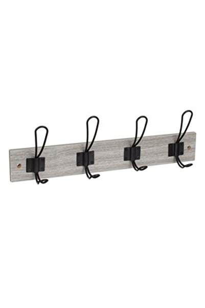 CBD CORAL BEST DEALS Cuier din Lemn de Petre Gri cu 4 Carlige 45x7x1.2cm