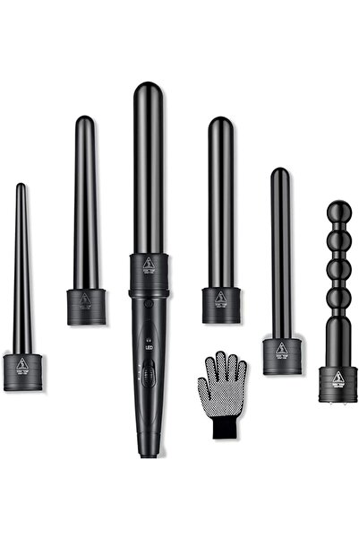 TERRIFI Ceramic Curling Wand, 6 in 1 Multifunction Hair Curlers Set Temperatu...