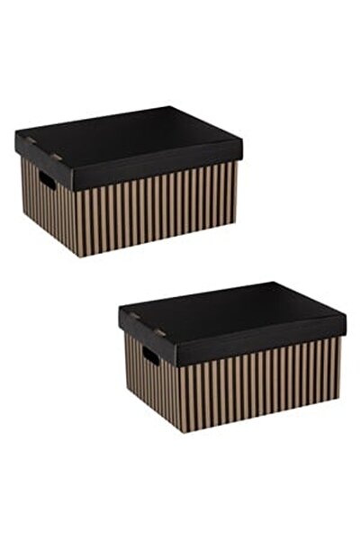 CBD CORAL BEST DEALS Set Cutii de Depozitare din Carton Pliabile Bej Dungi Ne...