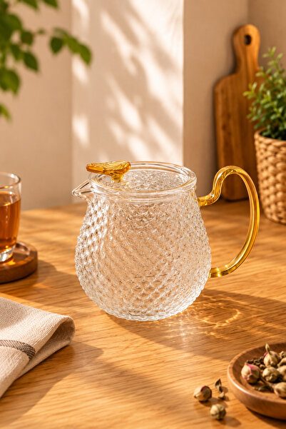 Şık Tasarımlı Cam Demlik - 550 Ml - Borosilikat Cam