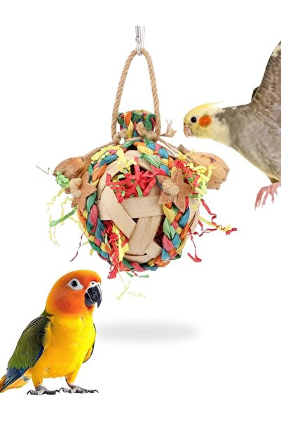 TERRIFI Bird Toys Colorful Shredding Crinkles Foraging Toy, Natural Dried Fru...