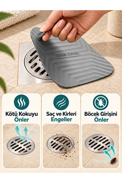 Veylora34 Kare Kötü Koku Önceliyici,Gider Kapatıcı -Silikon Mutfak ve Banyo L...