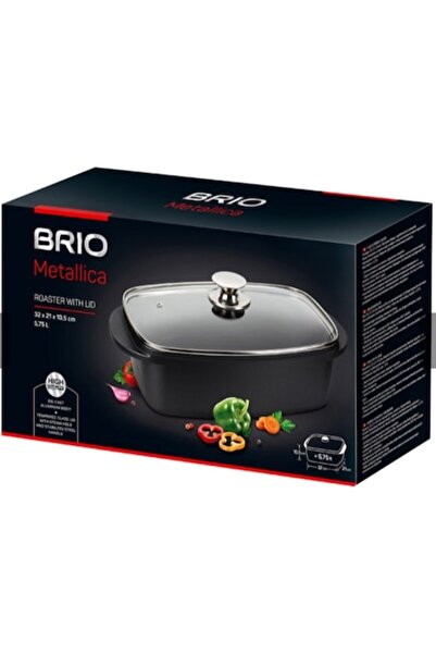 BRIO METALLICA Tavă de copt BRIO, 5,75 L, antiaderentă, neagră, 32x21x10,5 cm