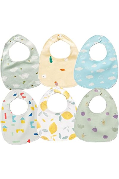 GENERAL 6-Pack Baby Drool Bibs, Cotton Bibs with TPU Layer and Adjustable Snaps