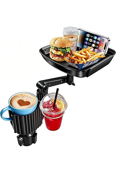 Tazweeq Car Cup Holder Expander with Tray, Multifunctional Car Food Tray Tabl...