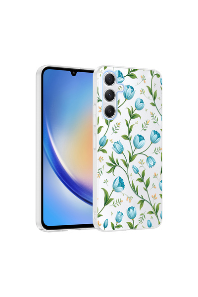 zore Galaxy A24 Case Flower and Bow Pattern with Camera Raised Omsy Premium