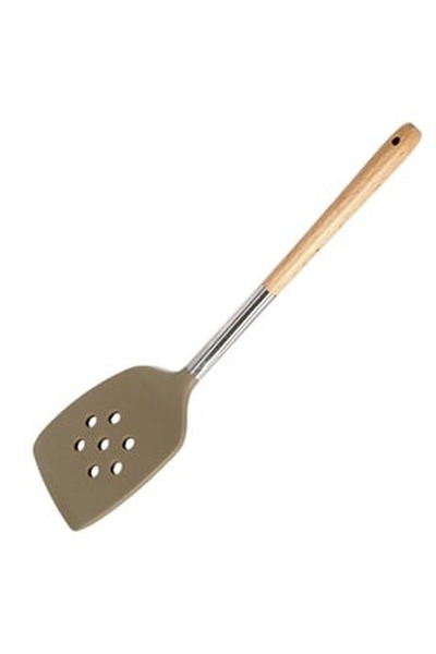 CBD CORAL BEST DEALS Spatula din Silicon Maro cu Gauri 31cm, Lemn
