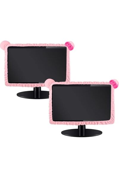TERRIFI 2 Pcs 17"-24" Kawaii Computer Monitor Cover With Cat Ear Design, Furr...