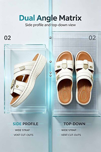 SaudEva Foot Men Genuine Leather Slide Sandals, Comfort Cushion Platform Slip...
