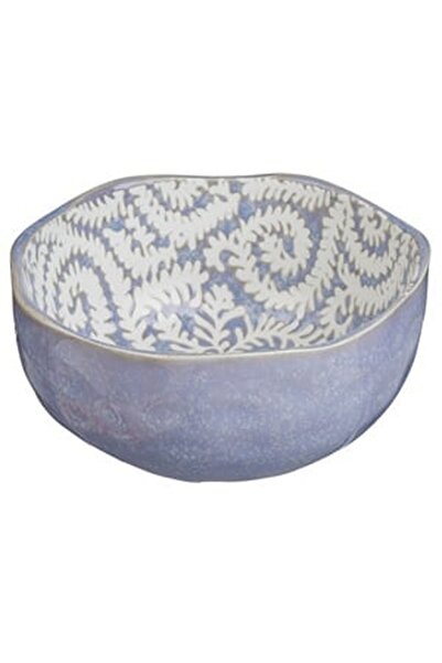 CBD CORAL BEST DEALS Bol din Portelan Bleu cu Model Reliefat pentru Alune - Dip